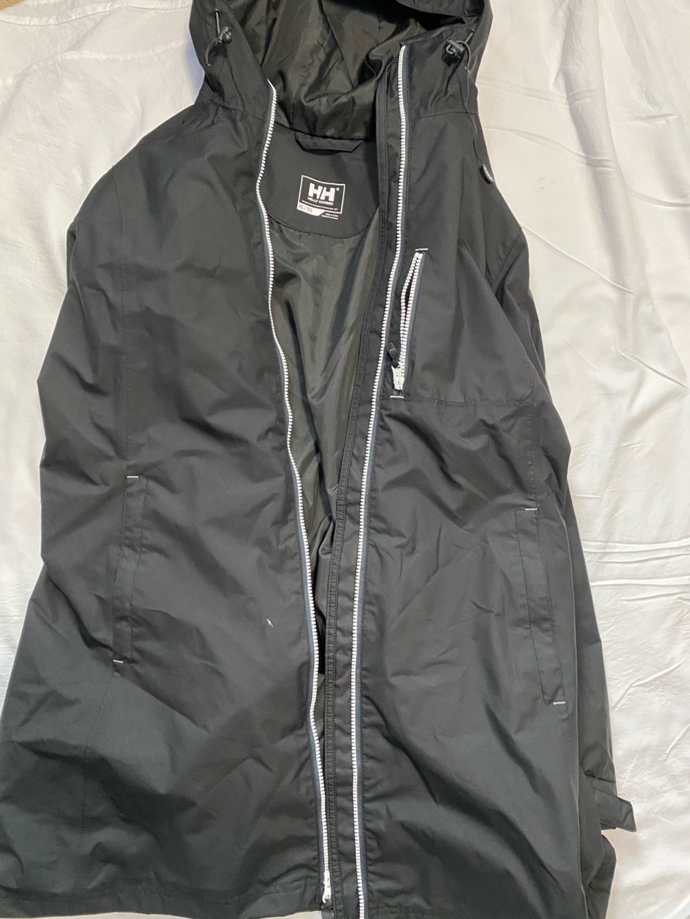 Helly Hansen Black Hooded Raincoat with Contrast Zippers